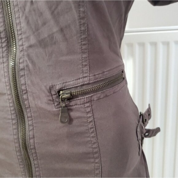 Cargo "Aviator" Style Khaki Utility Zip Dress - Picture 13 of 16
